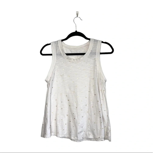 GAP Cotton Blend White & Gold Metallic Heart Print Tank Top Small Women’s - Picture 11 of 11